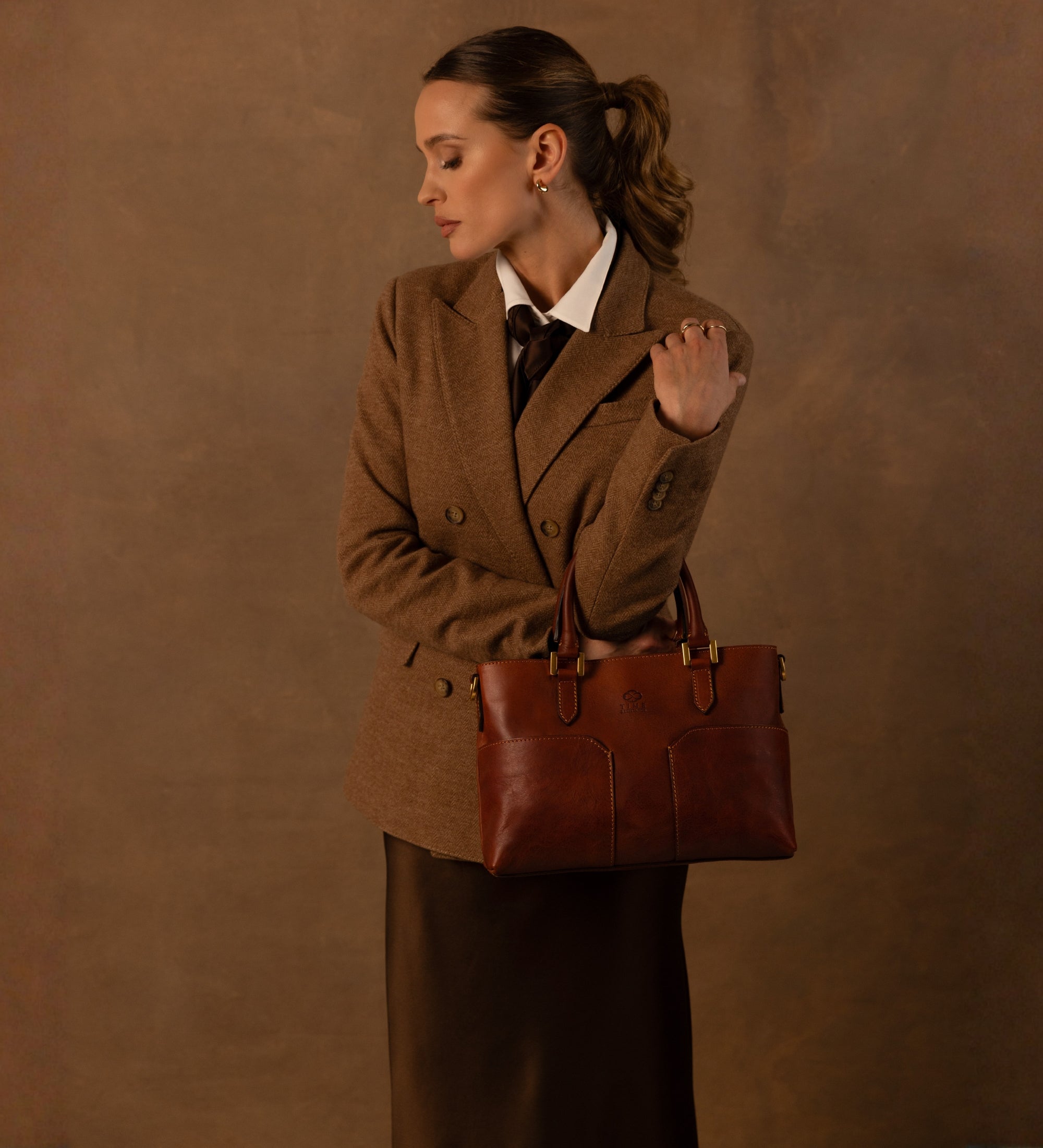 Handväska i läder axelväska i läder för dam– Camilla