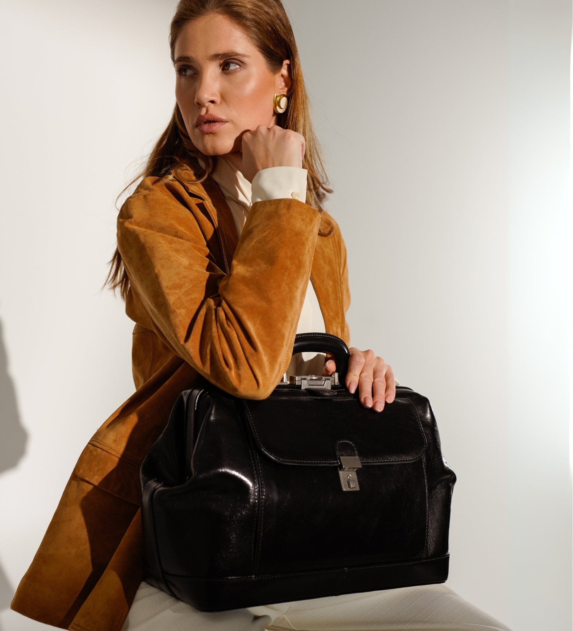Stor doktorsväska av italienskt läder för dam – Hamlet