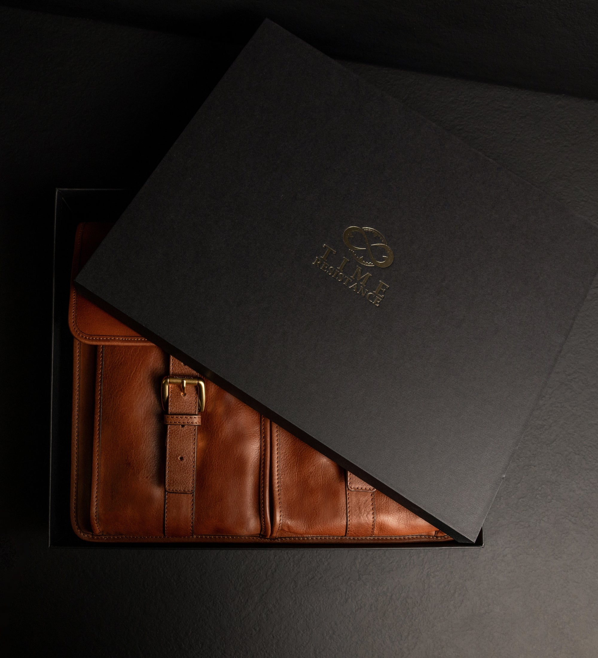 Portfölj i läder läderväska i satchel-stil – The Time Machine