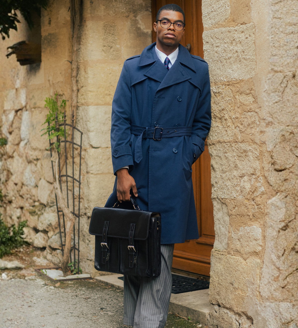 Portfölj i läder läderväska i satchel-stil – The Time Machine