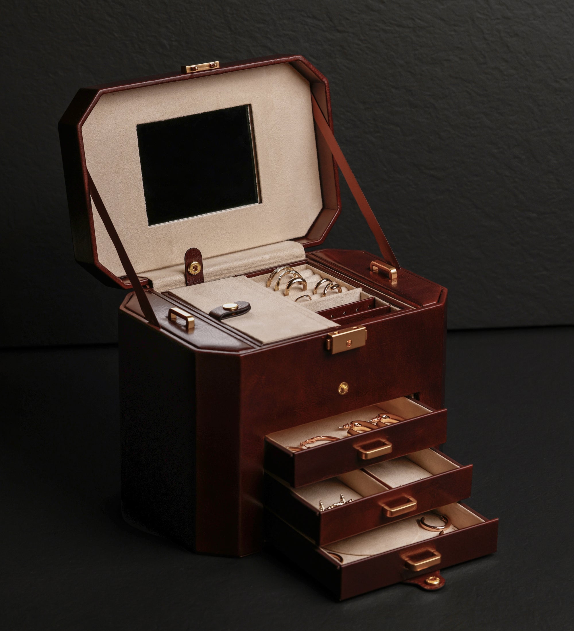 Stort smyckeskrin i läder för dam – A Handful of Dust