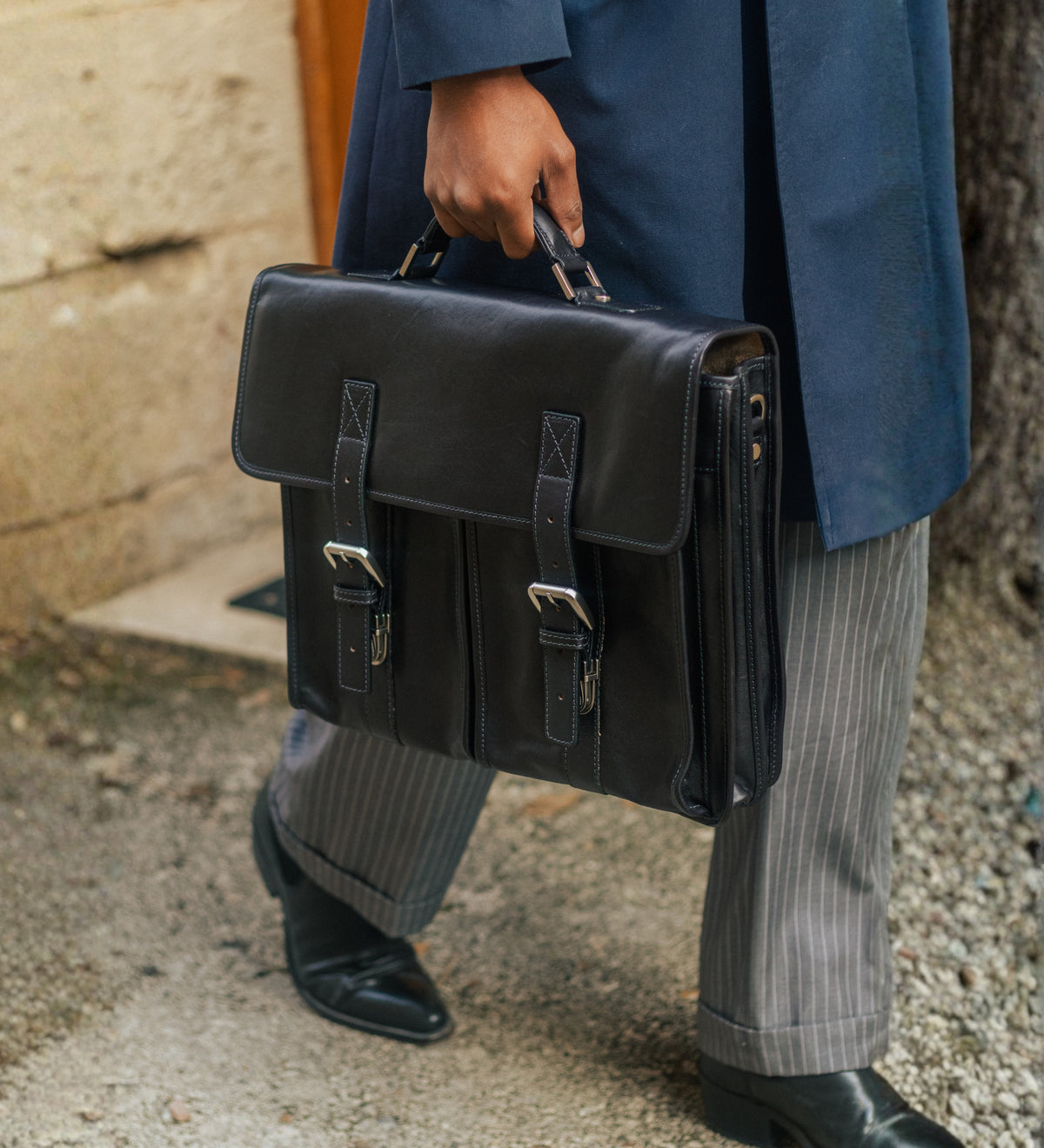 Portfölj i läder läderväska i satchel-stil – The Time Machine