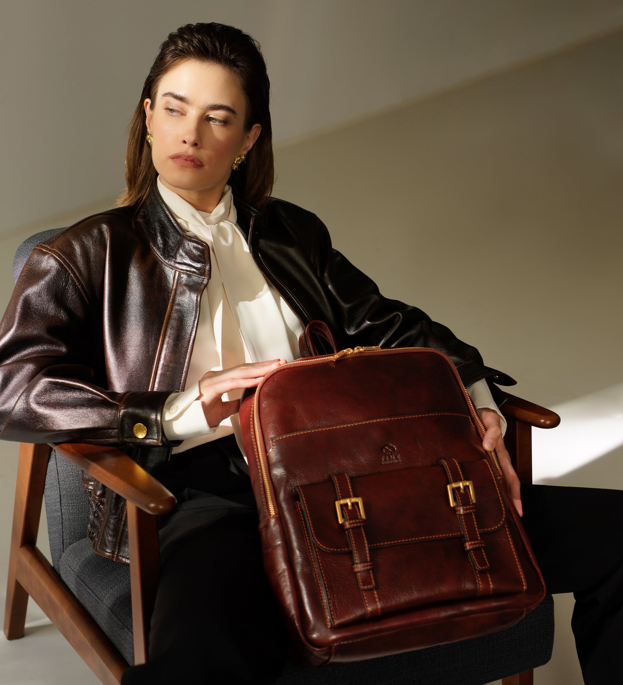 Ryggsäck i läder resväska i läder för dam – The Divine Comedy