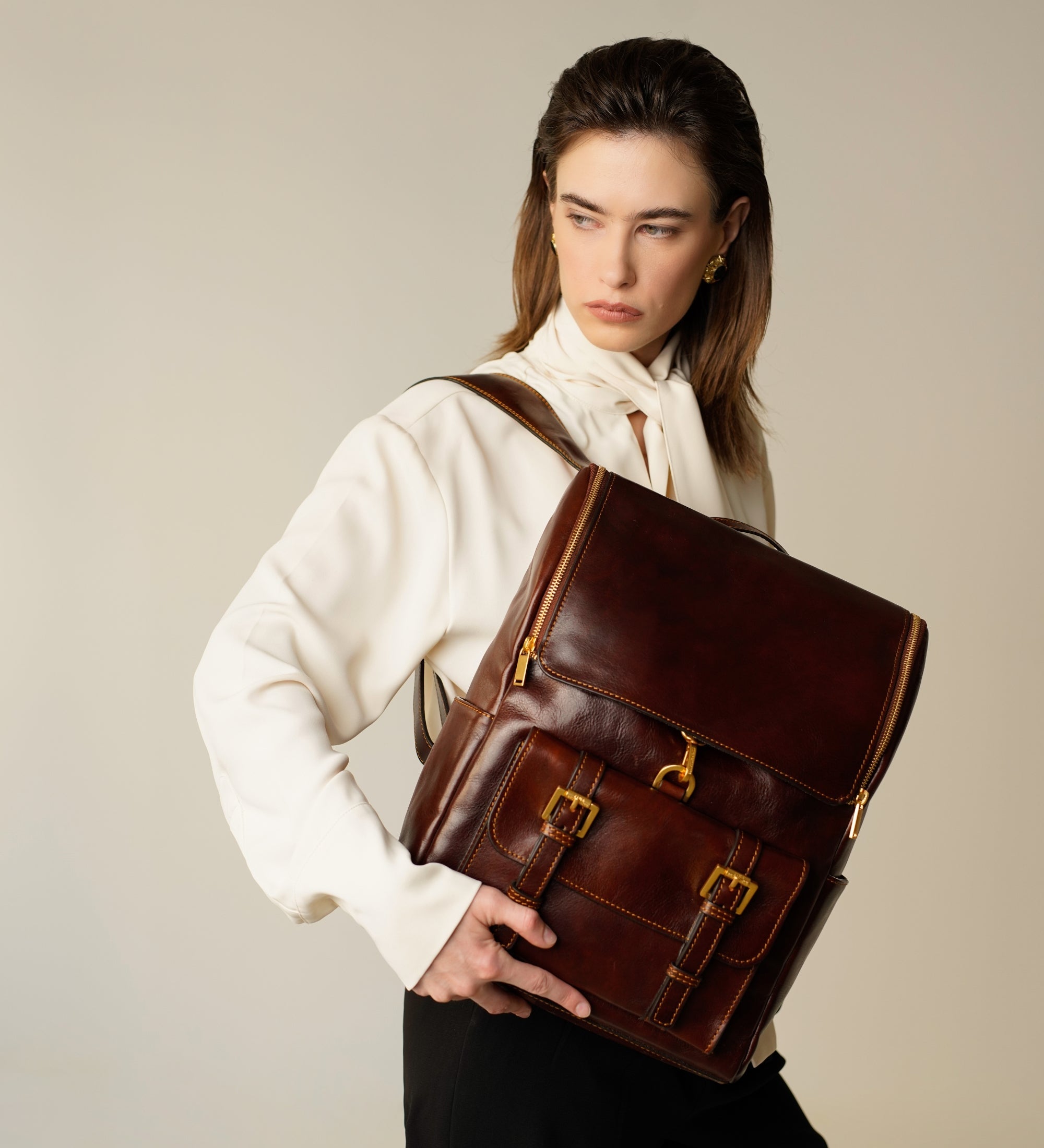 Stor ryggsäck i läder för dam – The Odyssey