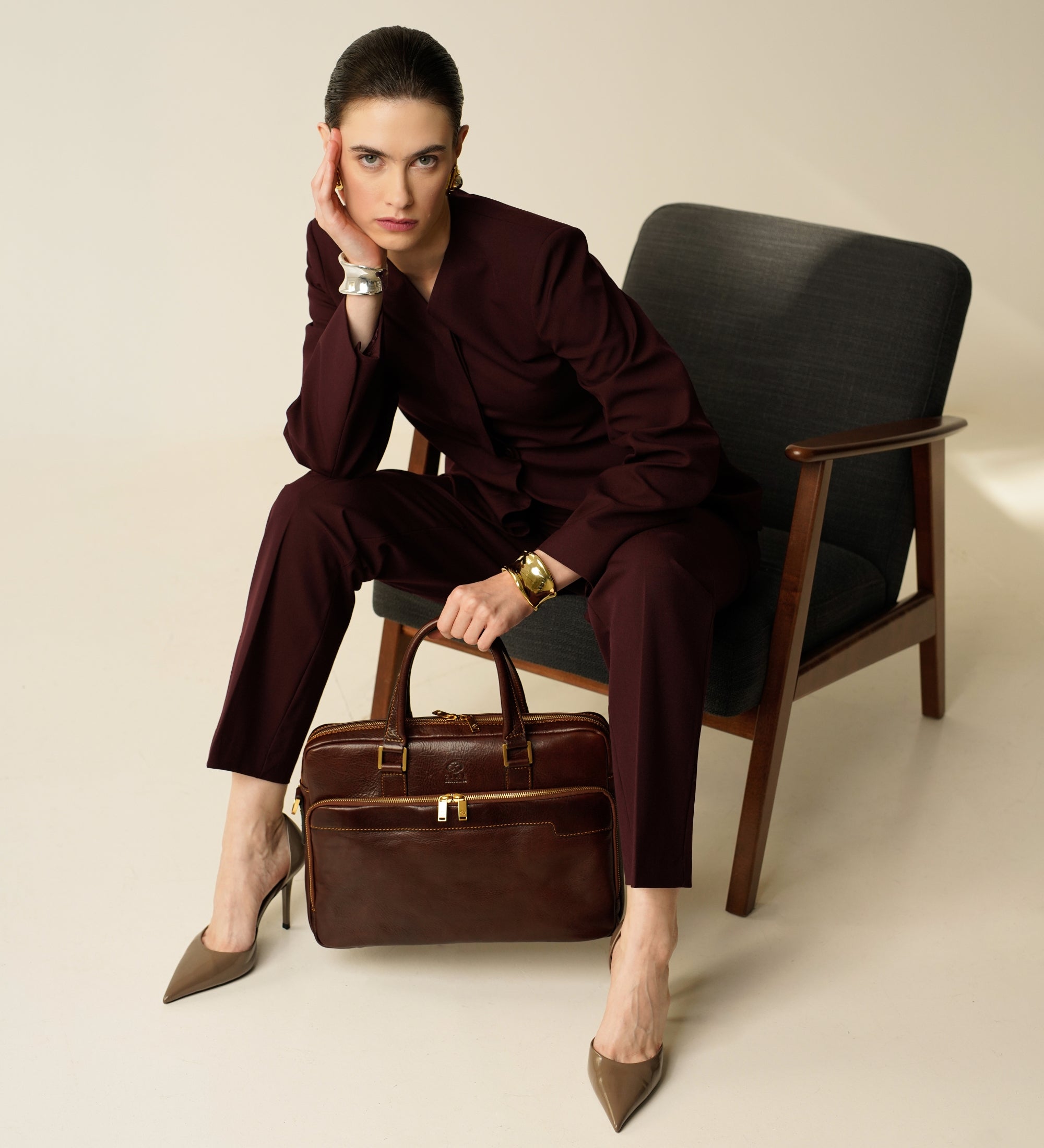 Portfölj i läder laptopväska i läder för dam – Orlando