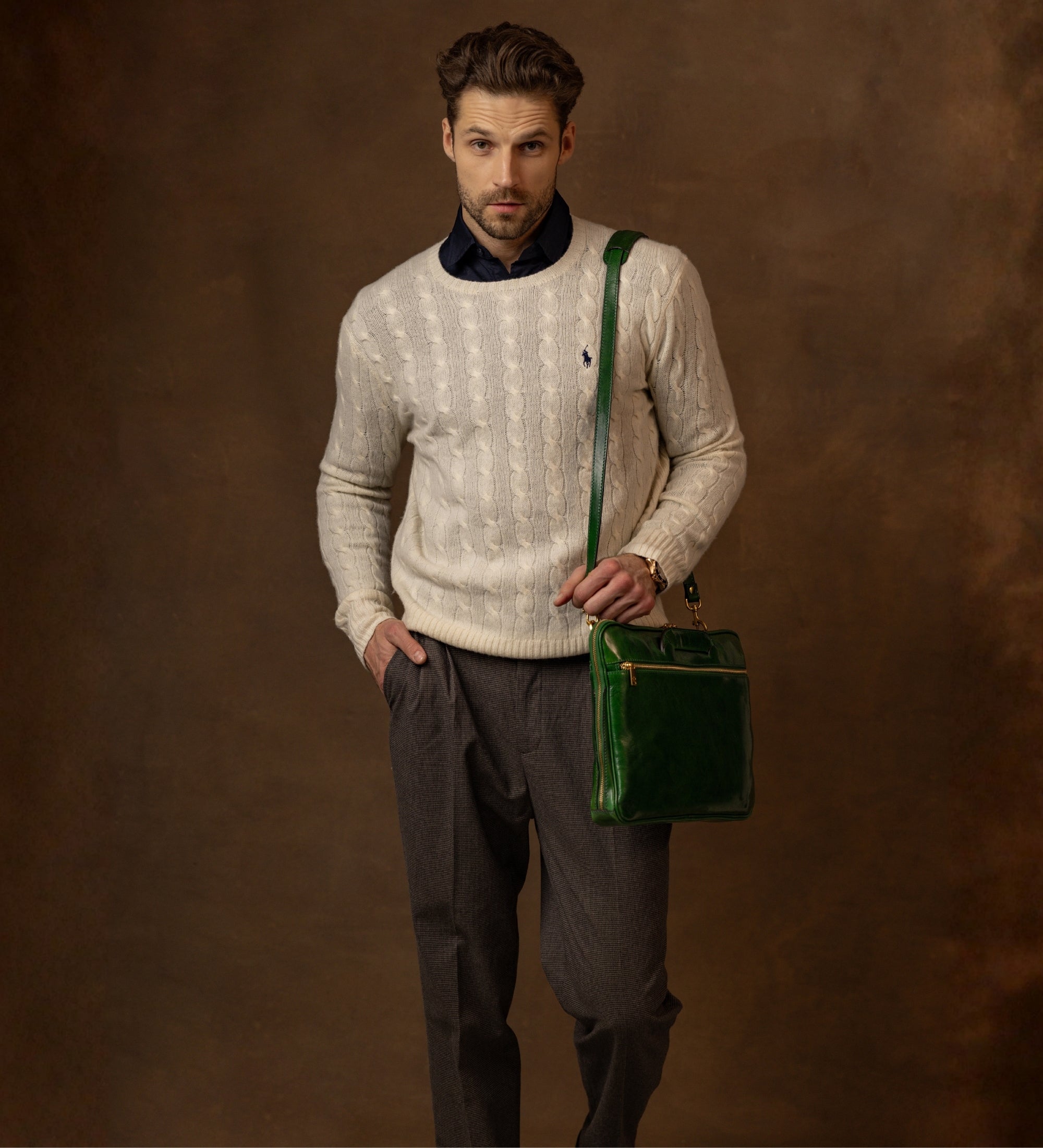 Portfölj i läder laptopväska i läder – Brave New World