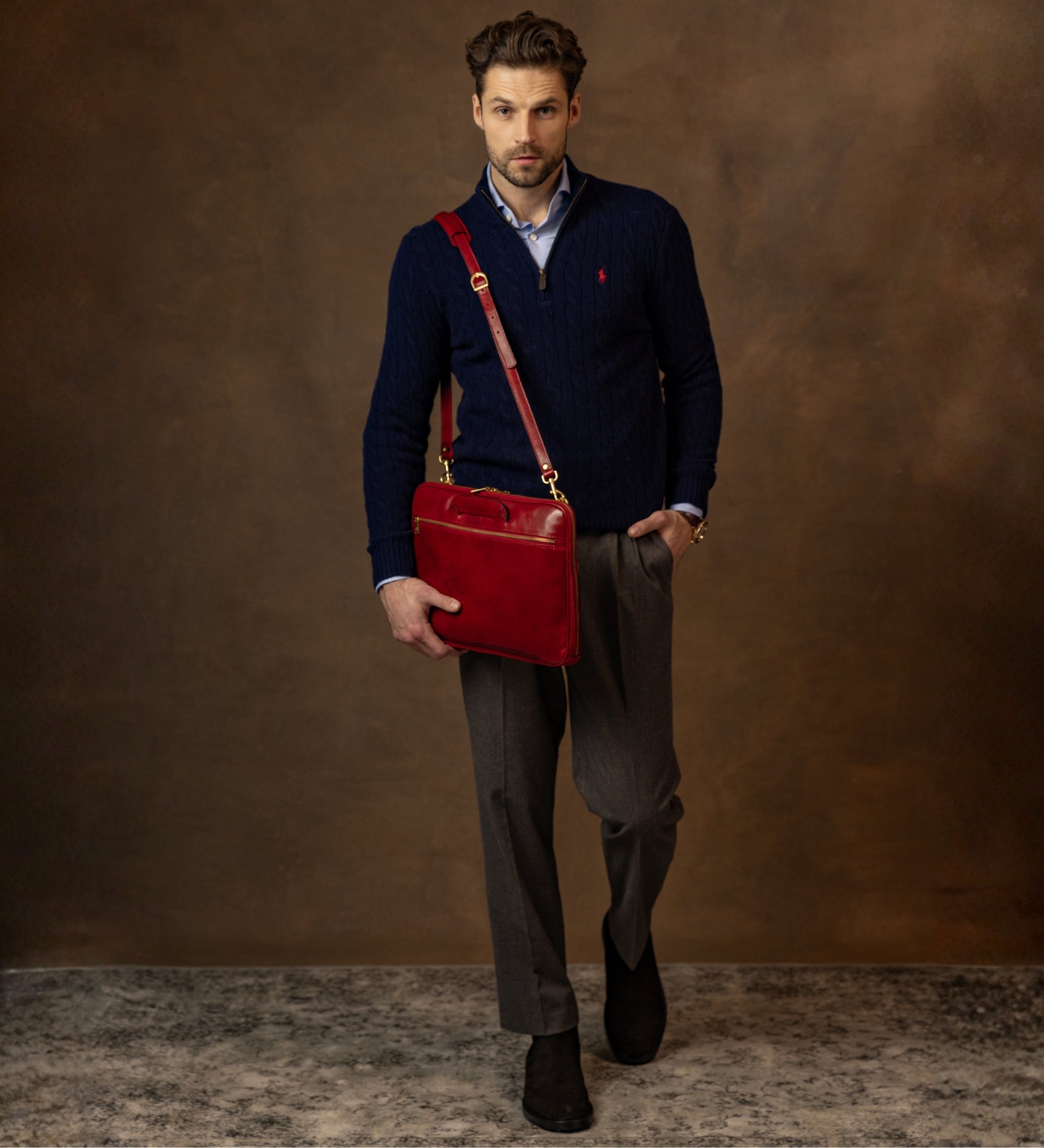 Portfölj i läder laptopväska i läder – Brave New World