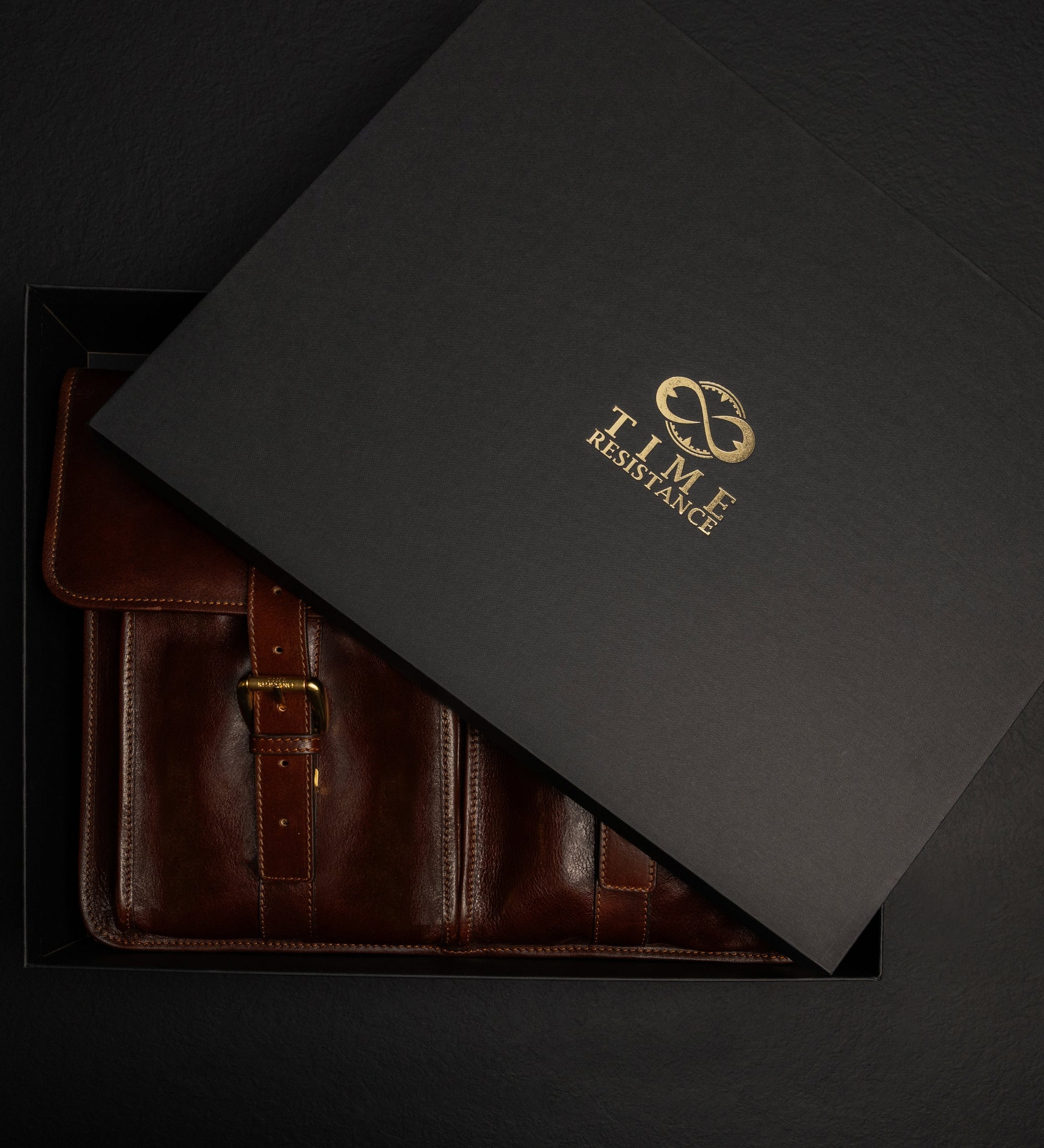 Portfölj i läder läderväska i satchel-stil – The Time Machine