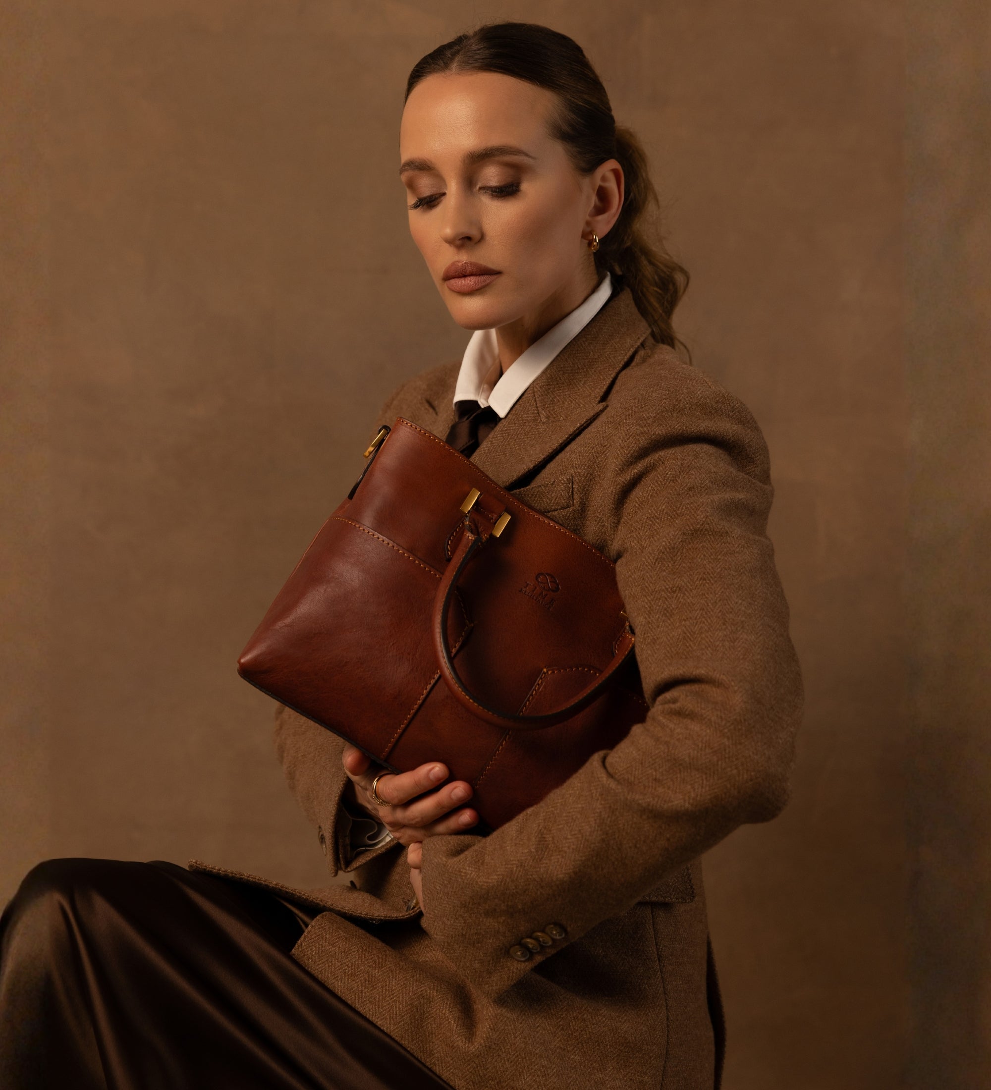 Handväska i läder axelväska i läder för dam– Camilla