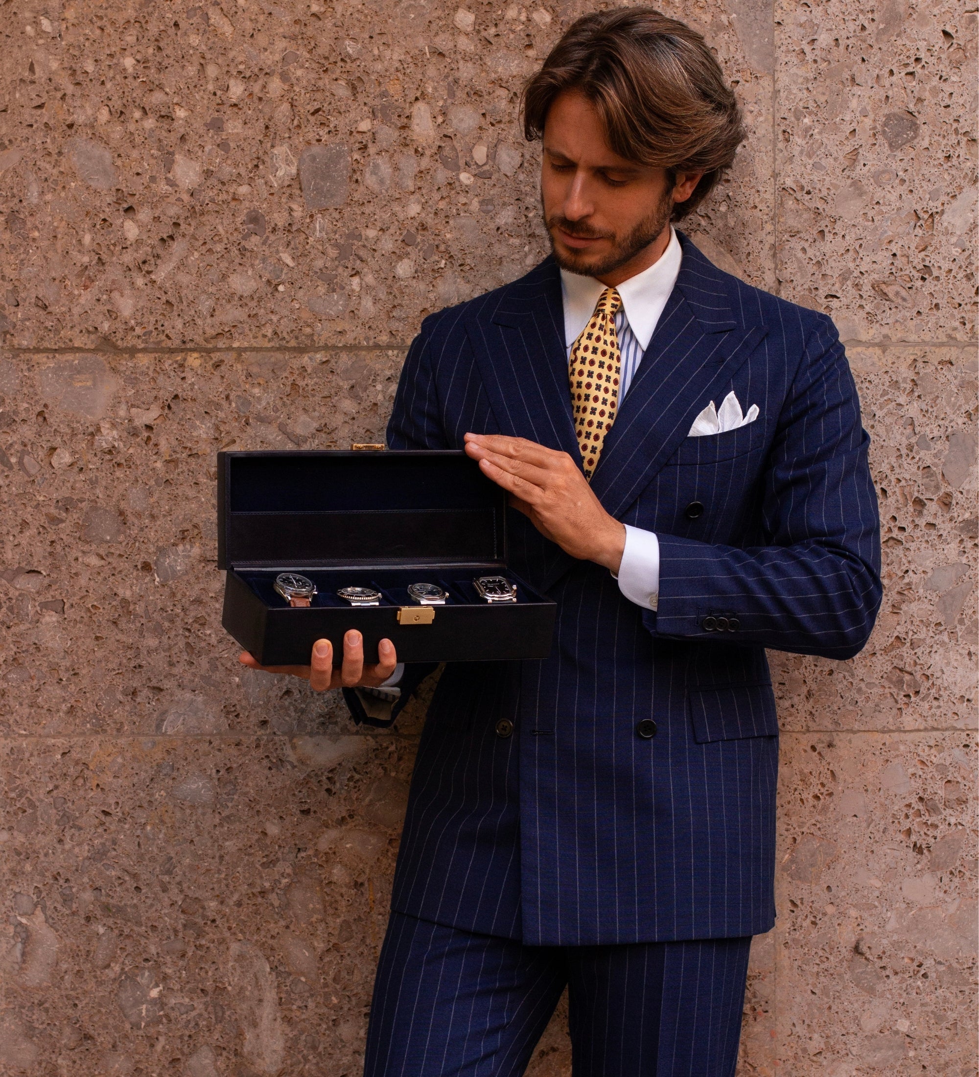 Klocklåda i läder organisatör för klockor i läder – Herzog