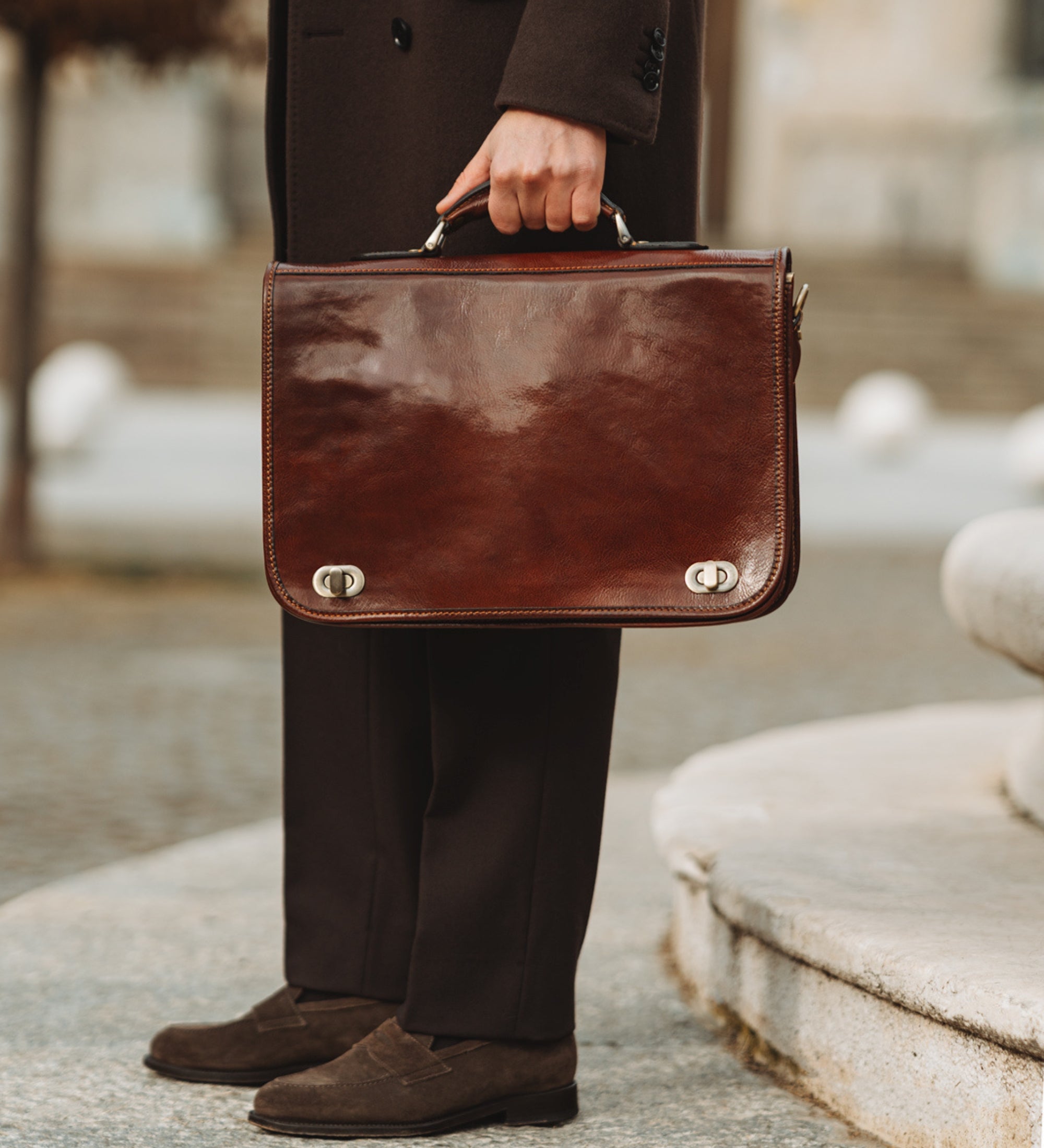 Portfölj i läder laptopväska i läder – Illusions