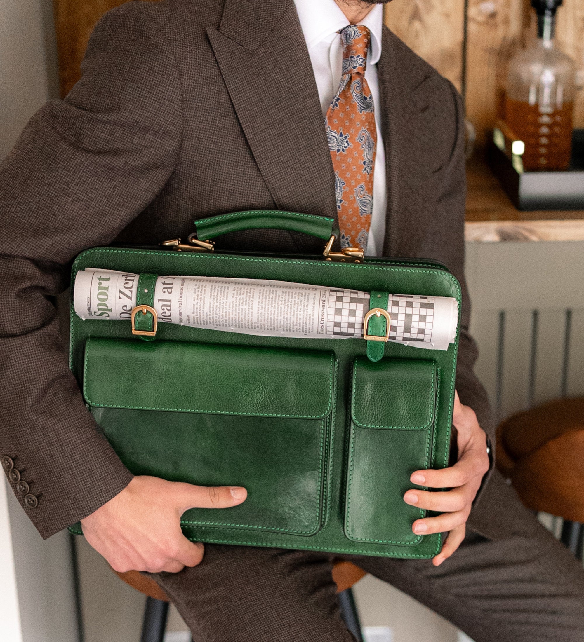 Läderväska i satchel-stil portfölj i läder – The Prophet