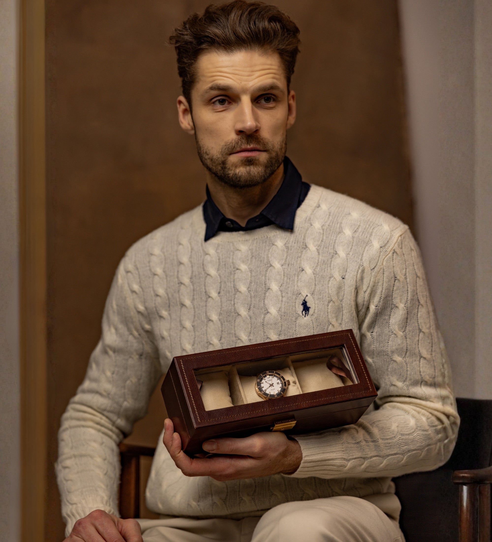 Klocklåda i läder organisatör för klockor i läder – Silence