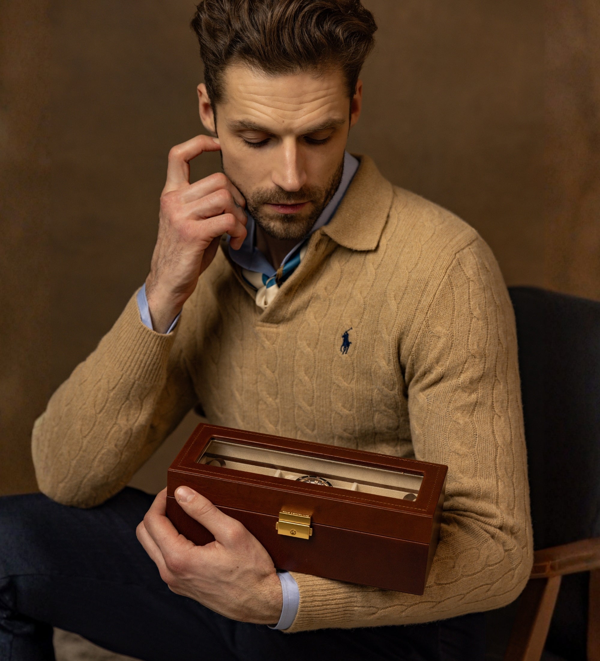 Klocklåda i läder organisatör för klockor i läder – Silence