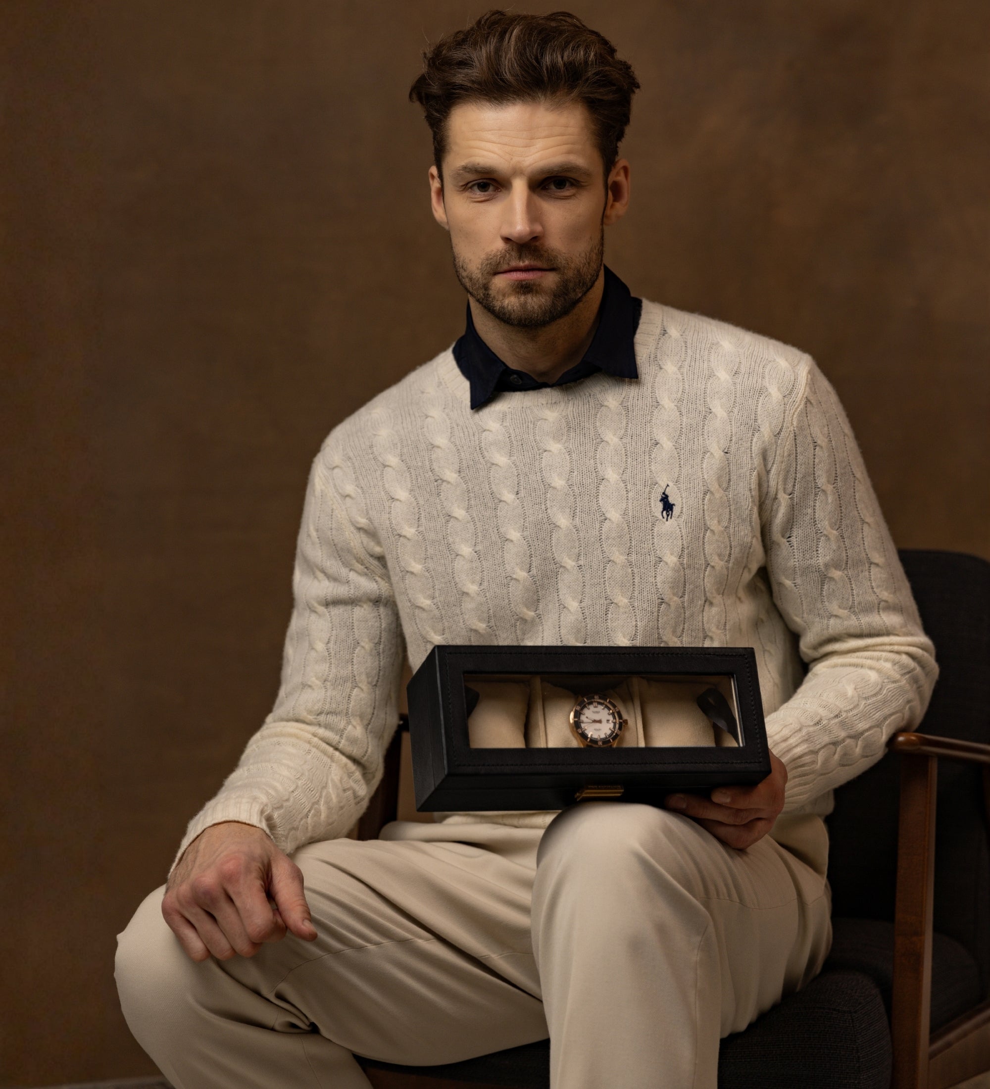 Klocklåda i läder organisatör för klockor i läder – Silence