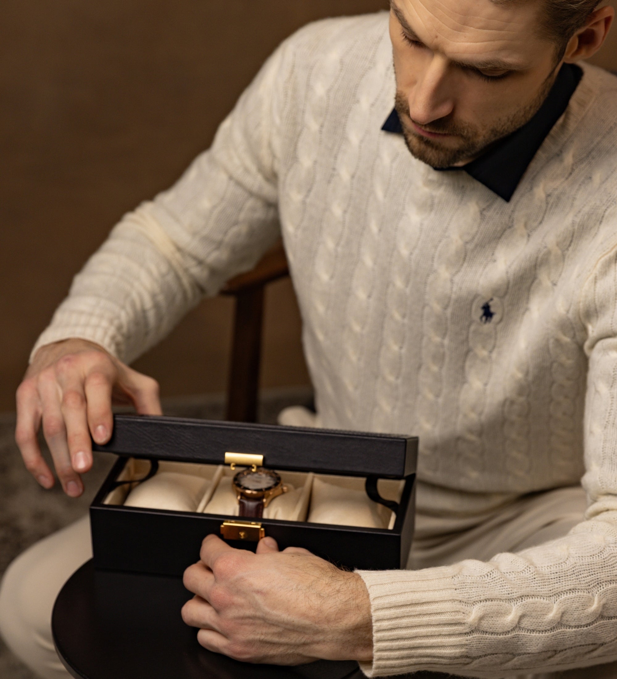 Klocklåda i läder organisatör för klockor i läder – Silence