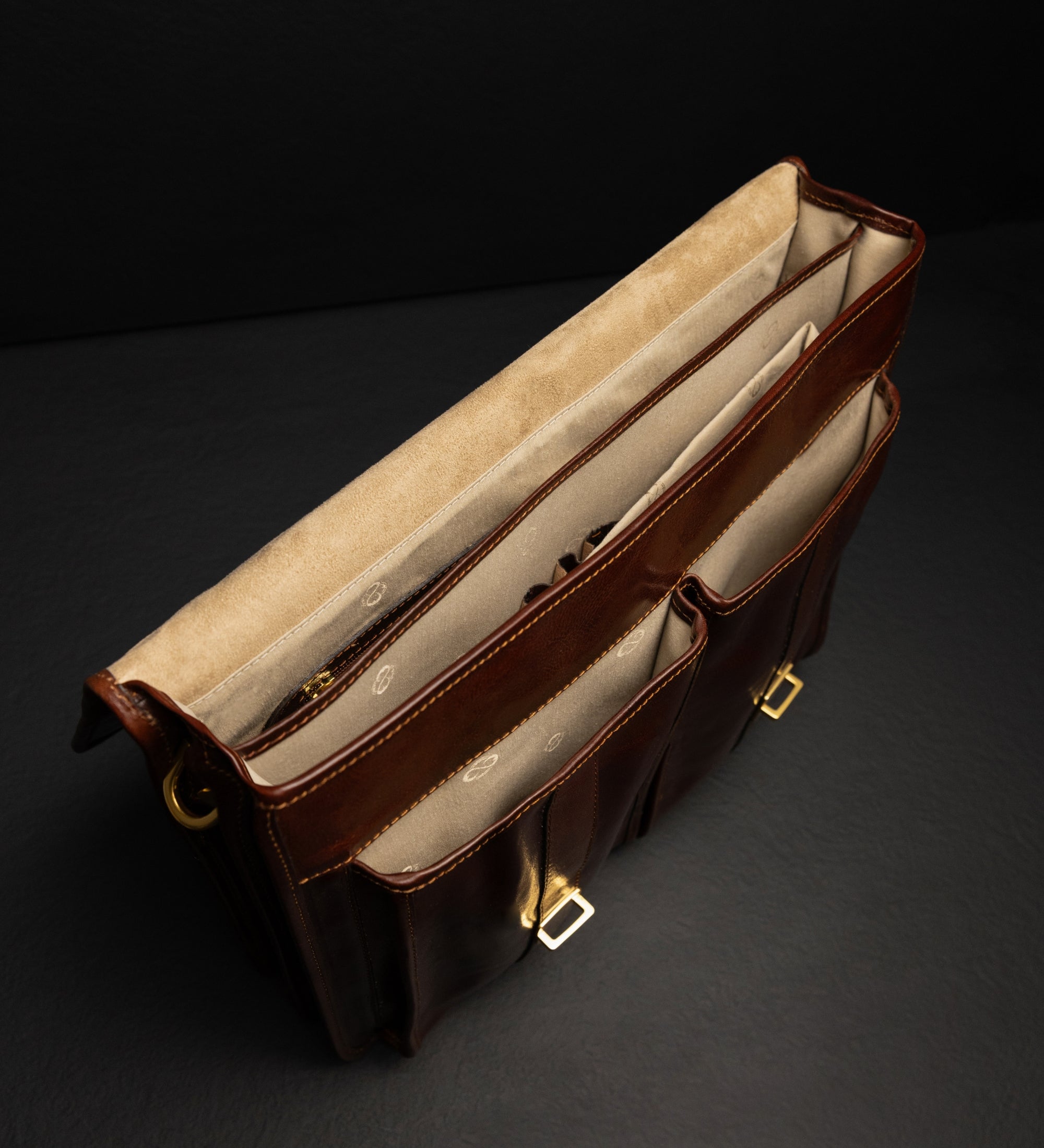 Portfölj i läder läderväska i satchel-stil – The Time Machine