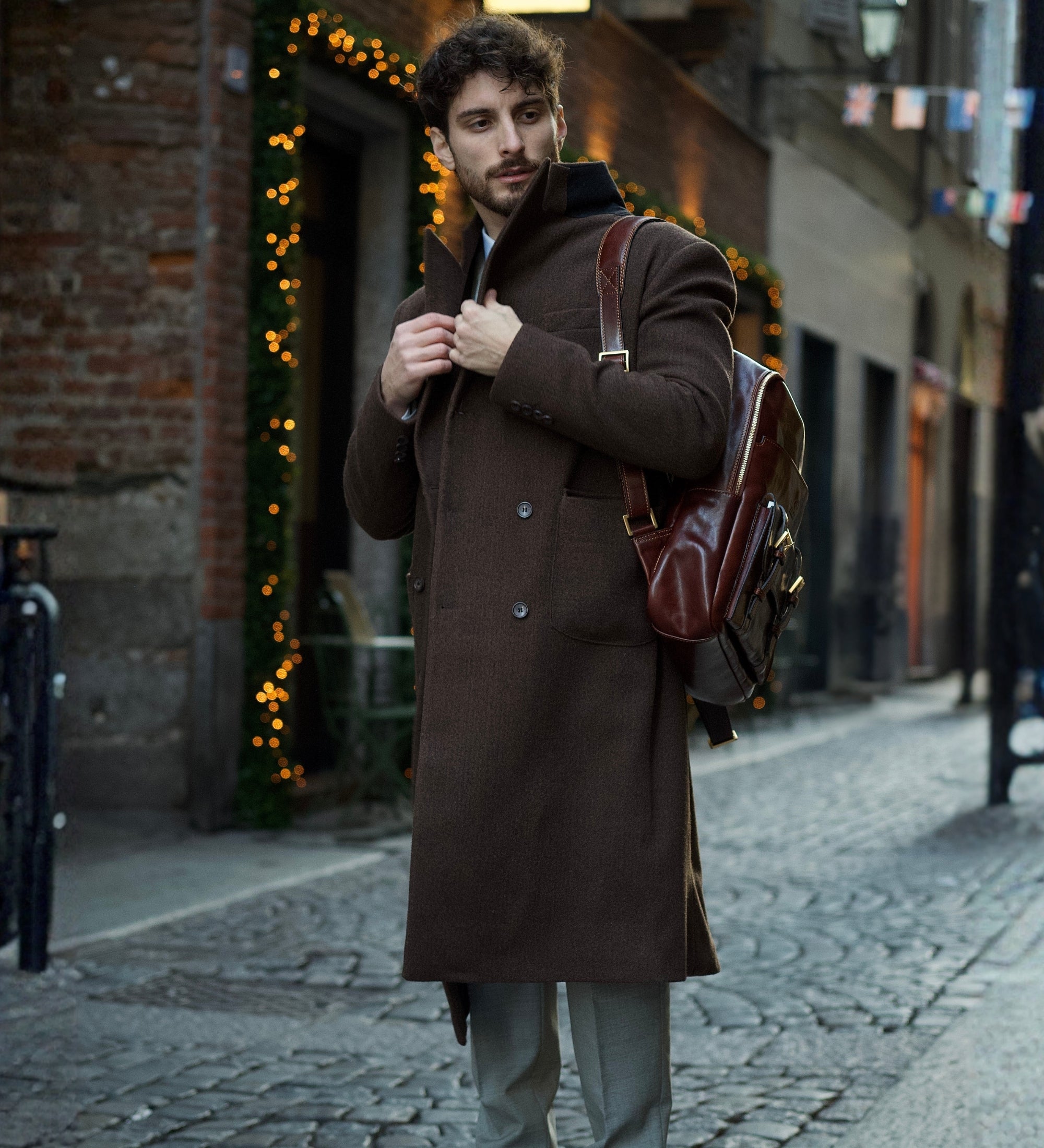 Stor ryggsäck i läder för herr – The Divine Comedy